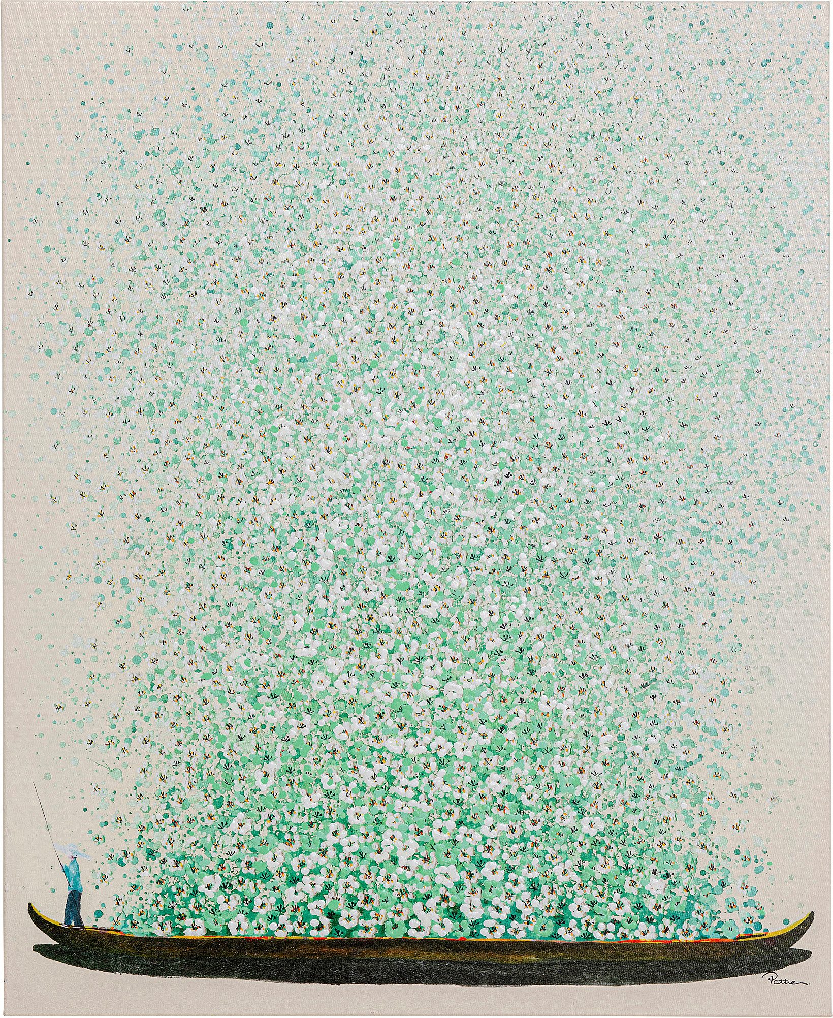 Bild - Touched Flower Boat Beige Grün 80x100 cm günstig online kaufen