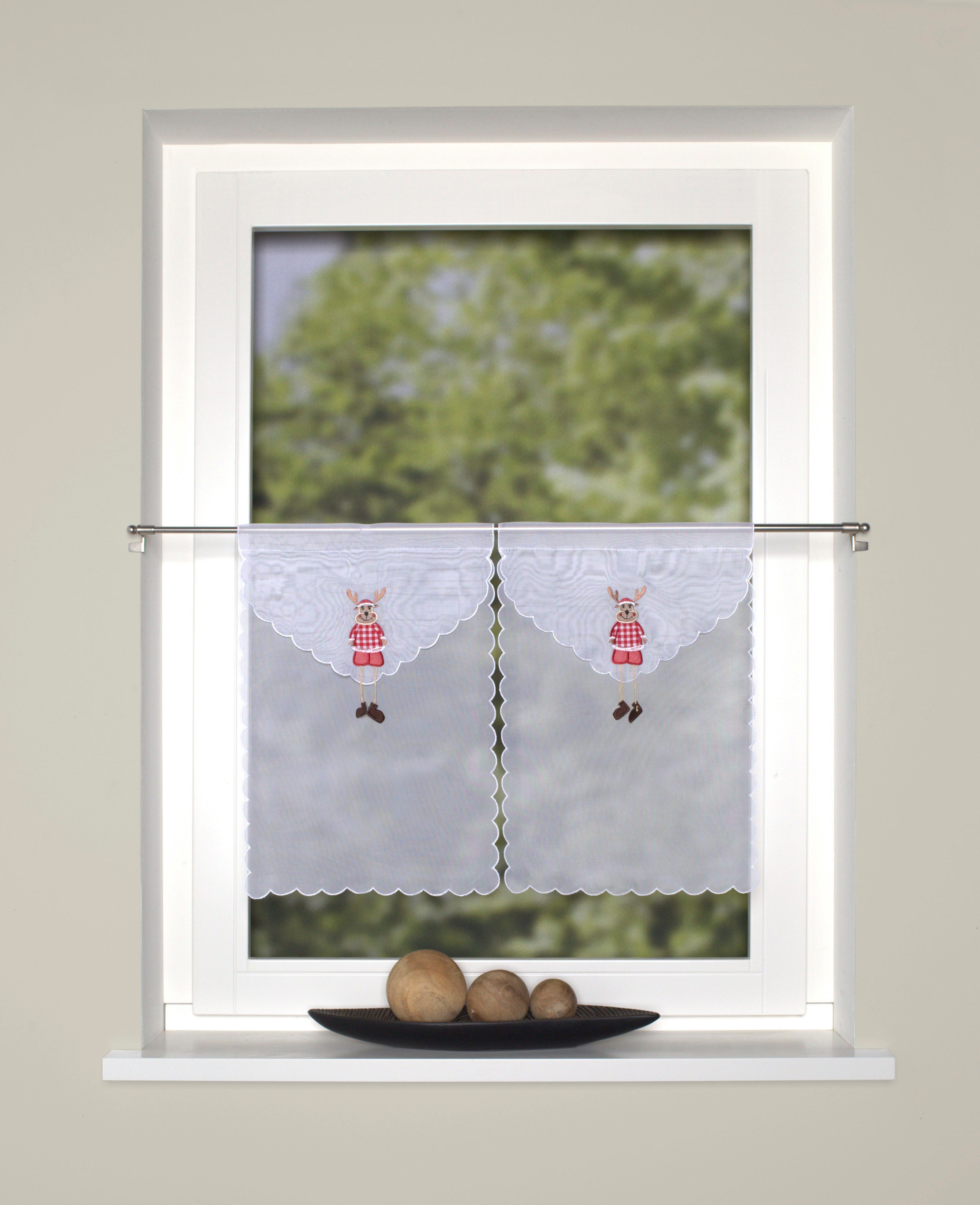 HOME WOHNIDEEN Vorhang ELG (2 St), Stangendurchzug, transparent, Voile, Fensterbilder Voile