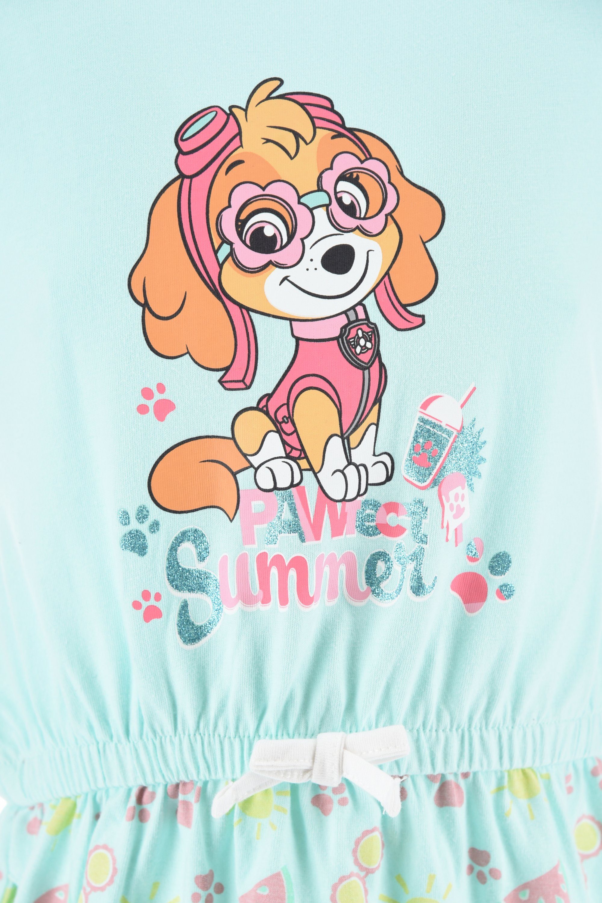 PAW PATROL Sommerkleid Paw Patrol Skye Kinder Mädchen kurzarm Kleid Gr. 98 bis 116, 100% Baumwolle