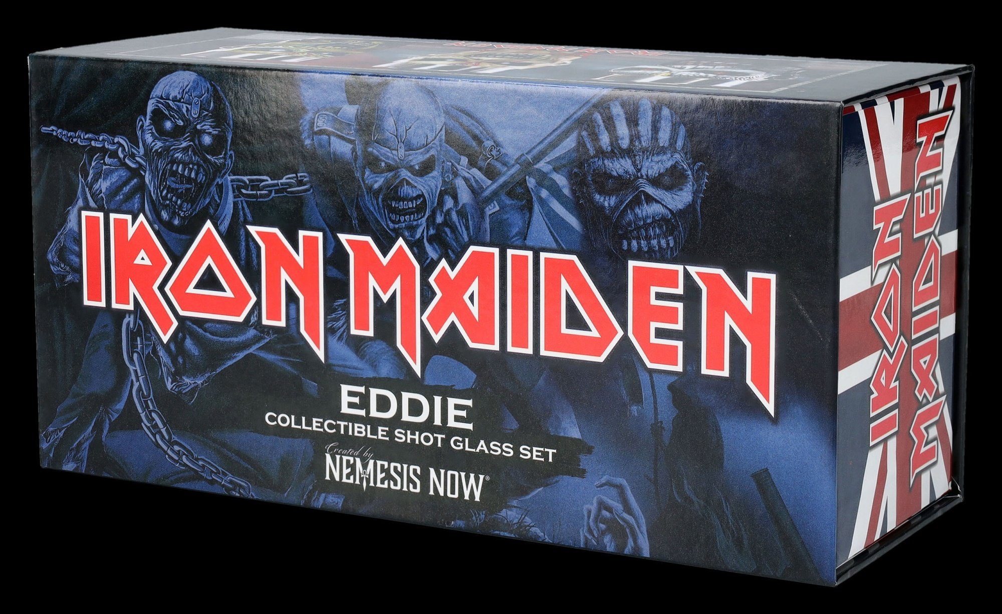 Figuren Shop GmbH Schnapsglas Schnapsbecher Iron Maiden - Eddie 3er Set - Shot Glas Merchandise Deko, Kunststein (Polyresin), Edelstahl