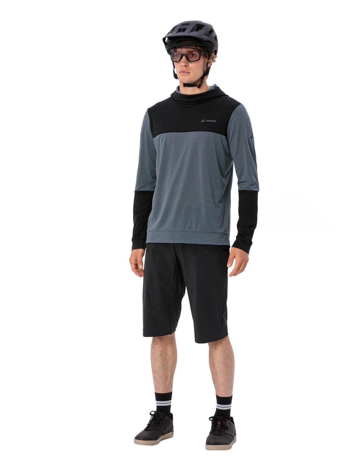 VAUDE Rundhalspullover Men's Qimsa Hoody (1-tlg) Herren Langarmshirt mit Kapuze fürs Mountainbike