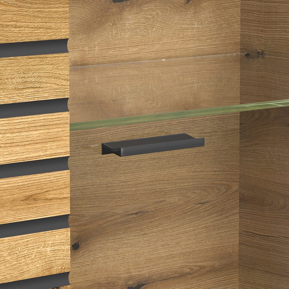 Vitrine Vitrine Hochschrank Norris, grau / Coast Evoke Oak, verschiedene