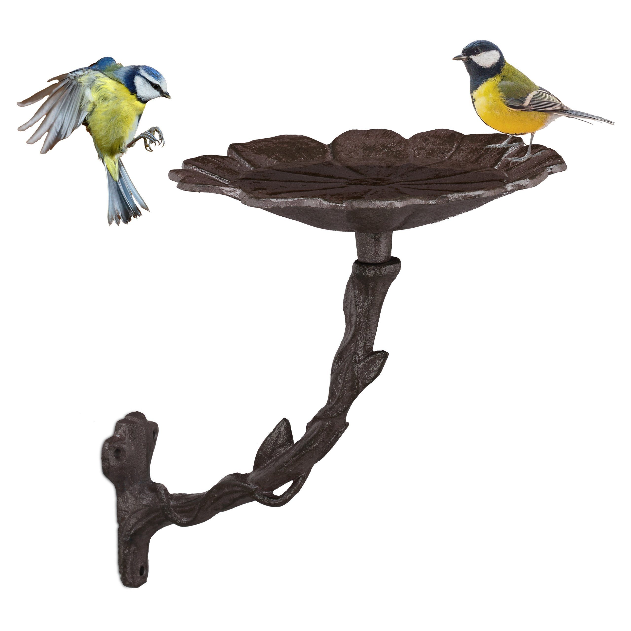 relaxdays Vogeltränke Blüte aus Gusseisen 0.57 l