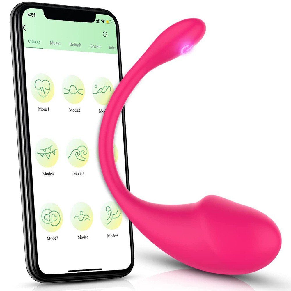 autolock Analvibrator Tragbarer Vibrator mit der App-Fernsteuerung für Paare, Liebeskugeln mit APP /Bluetooth und 10 Vibrationsmodi Pink