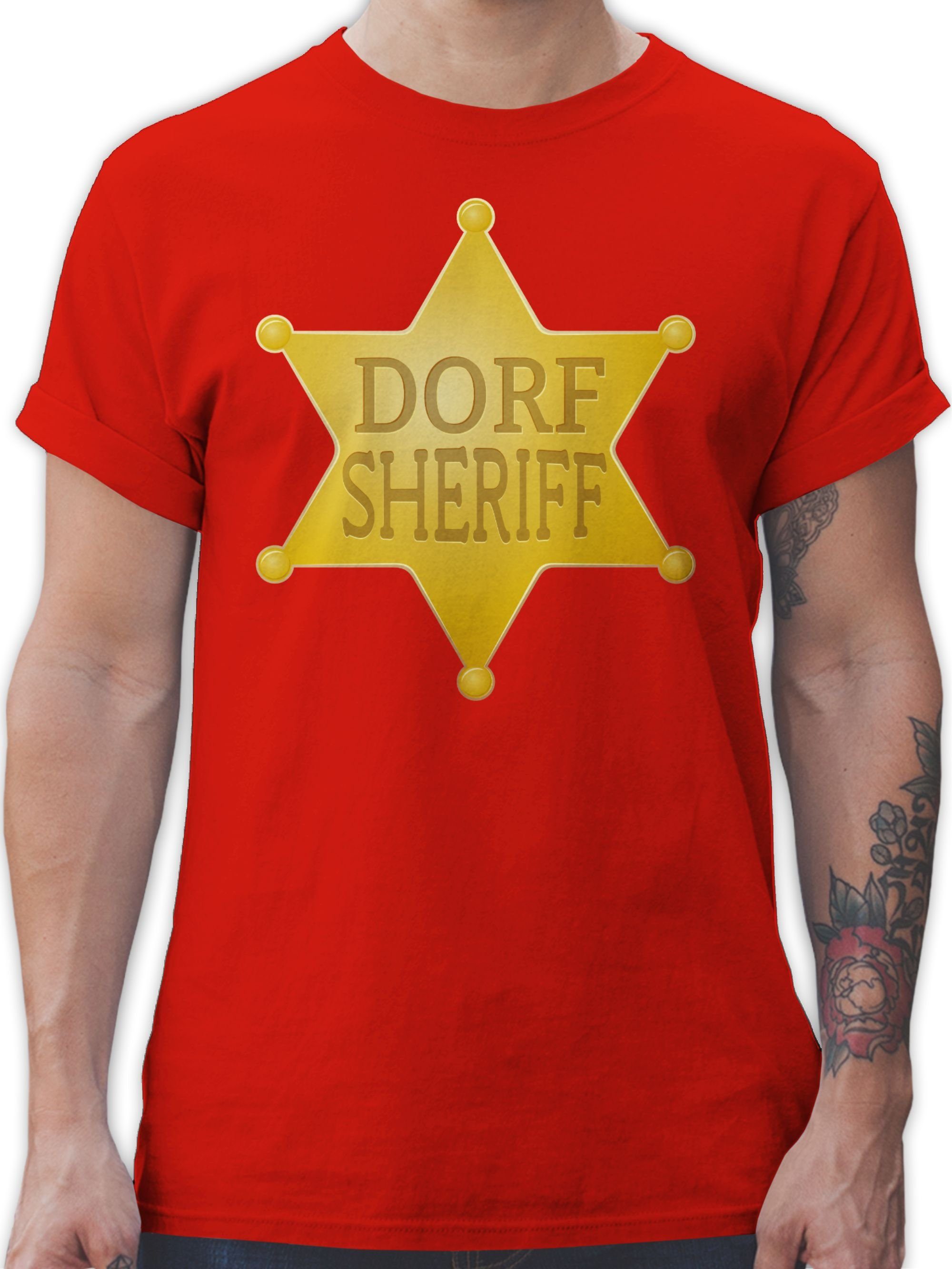 Shirtracer T-Shirt Dorf Sheriff goldener Stern Karneval Outfit 3 Rot
