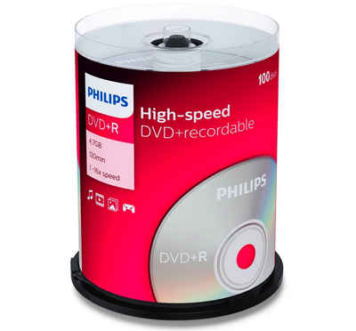 Philips DVD-Rohling 100 Philips Rohlinge DVD+R 4,7GB 16x Spindel