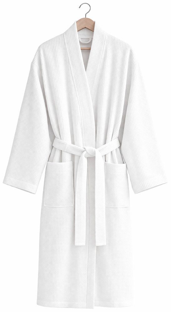 Egeria Bademantel LIVA, Langform, Baumwolle, Gürtel, Kimono, Waffelpiqué