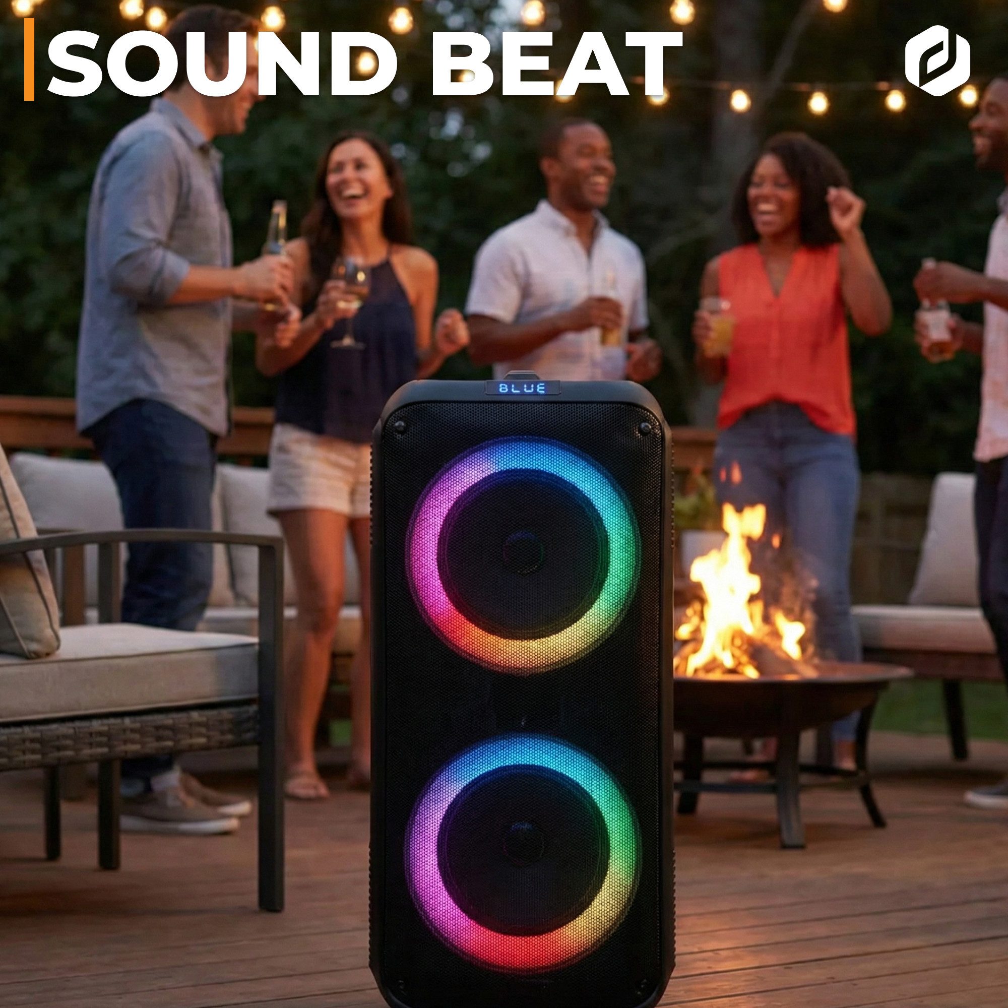 Denver BPS-354 Party-Lautsprecher 2.0 (Bluetooth, 20 W, LED-Ring um Woofer, TWS)