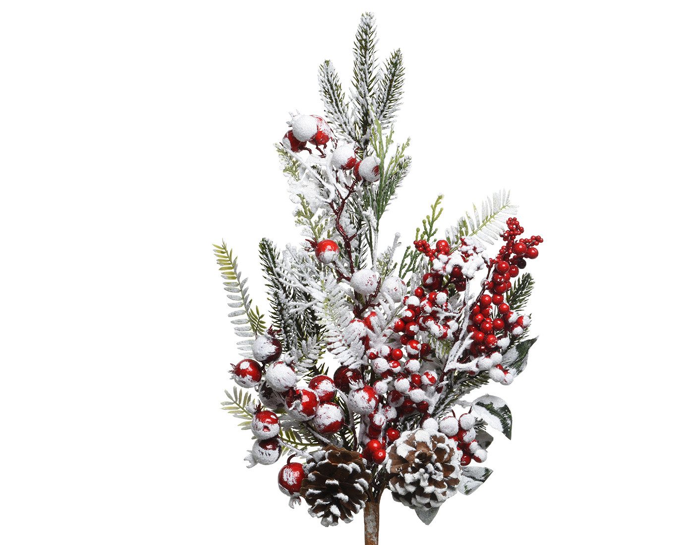 Kunstblume, Kaemingk, Tannenzweige künstlich 50cm mit Beeren Zapfen und Schnee