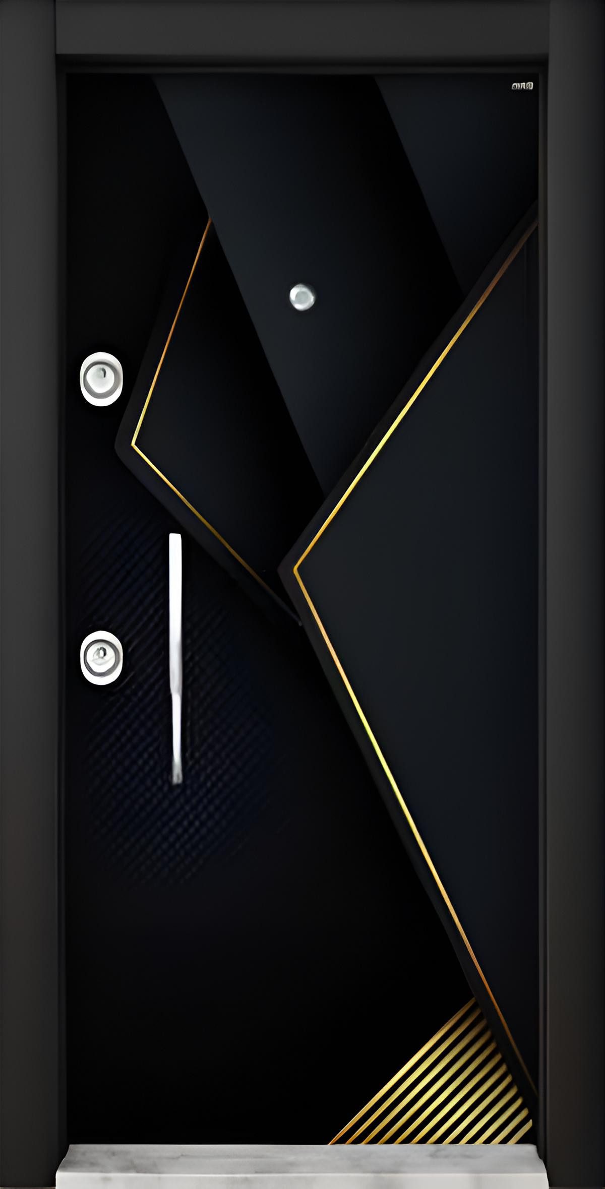 JVmoebel Haustür Schwarze Eingangstür aus Hochwertigen Materialien für Zuhause, Made in Europa