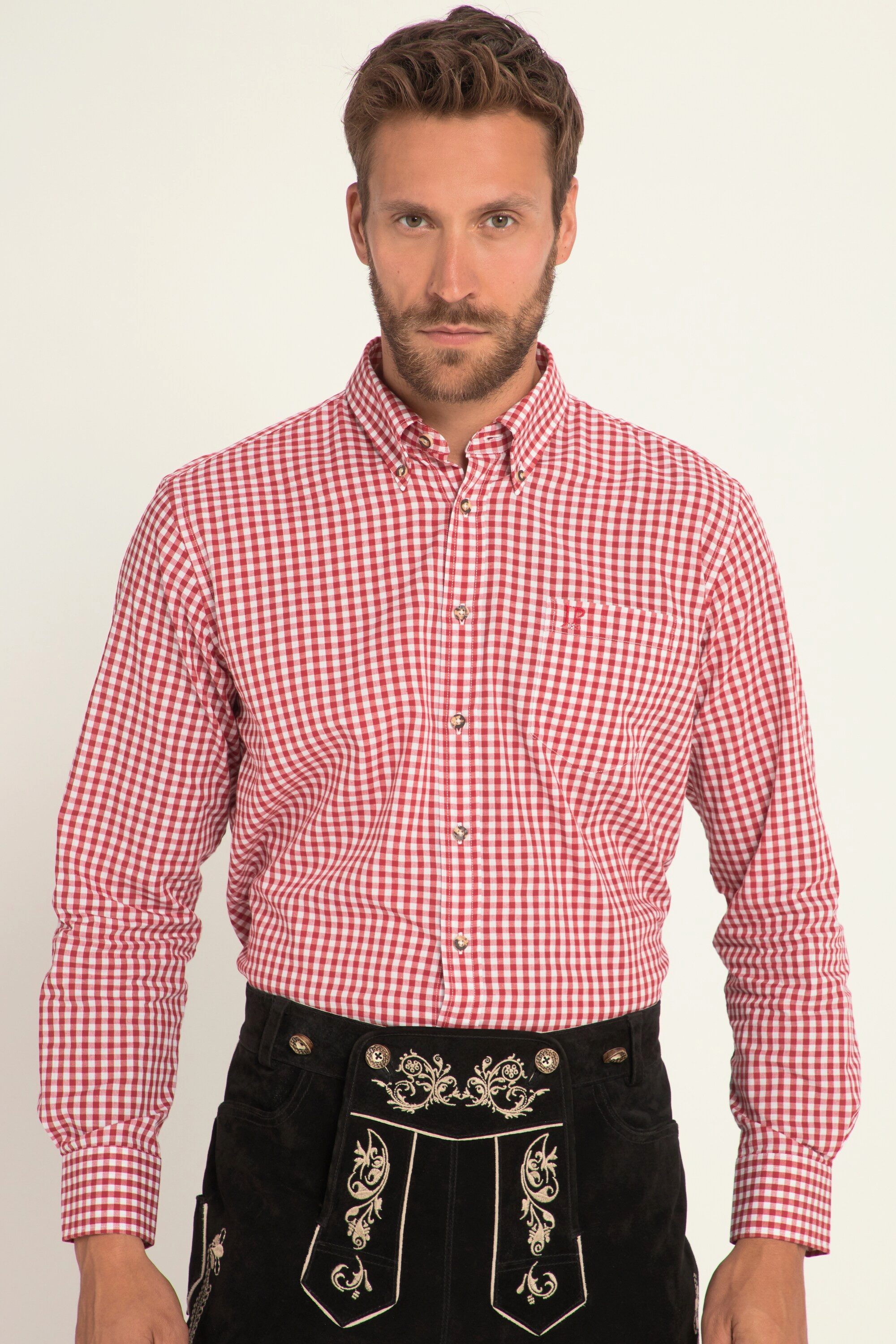 Businesshemd JP1880 Karohemd Tracht Langarm Buttondown-Kragen