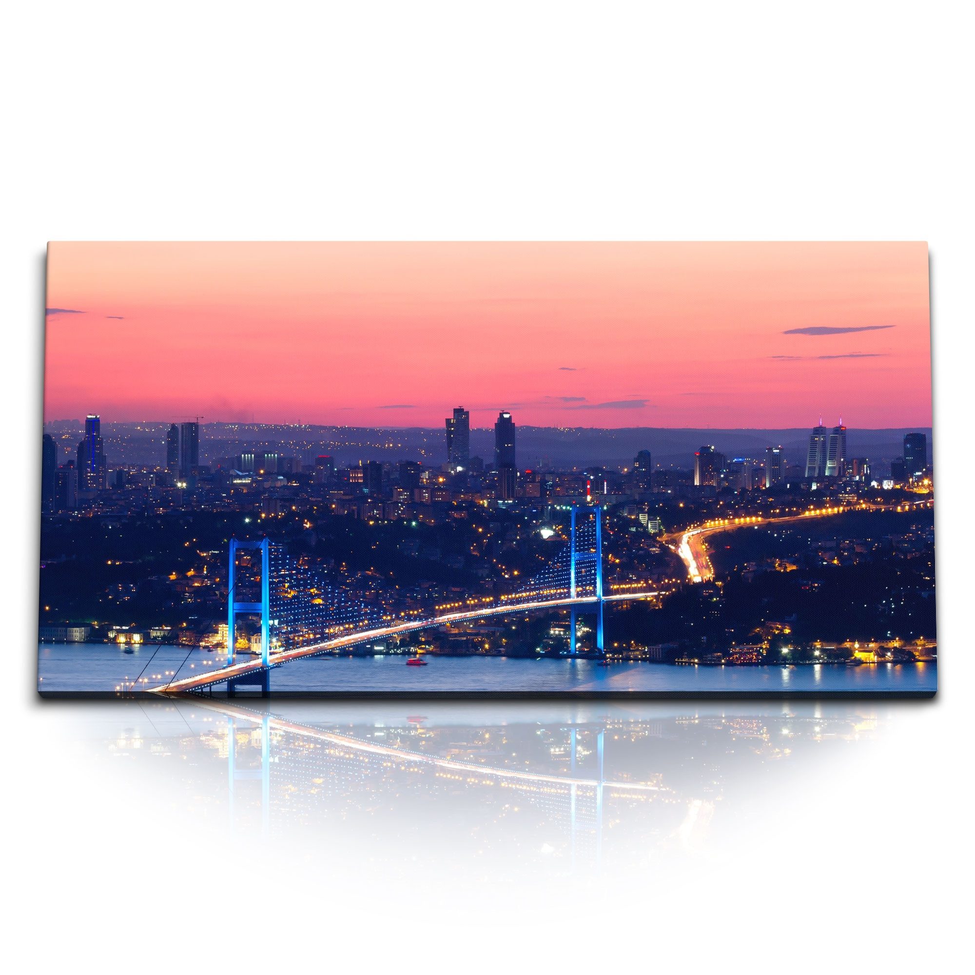 Sinus Art Leinwandbild Kunstdruck Bilder 120x60cm Istanbul Bosporus Brücke günstig online kaufen