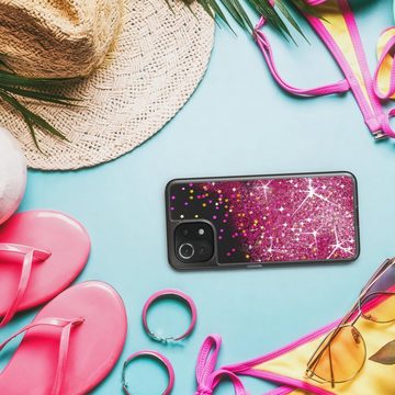 EAZY CASE Handyhülle Glittery Case für Xiaomi Mi 11 Lite / 5G / NE 6,55 Zoll, Glitzerhülle Shiny Slimcover stoßfest Durchsichtig Bumper Case Pink