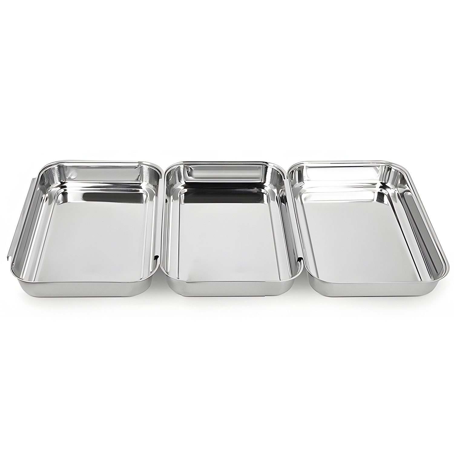 OSTWOLKE Panierschale 3-teilig Panierset Panierstraße Schnitzel-Panierer stapelbar, Edelstahl, für Fisch, Fleisch und Gemüse, spülmaschinengeeignet