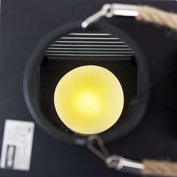 Grafner LED Solarleuchte LED Solar Laterne mit Kerze 24cm Außen Windlicht mit Kordel, LED fest integriert, warmweiß, LED Solar Laterne