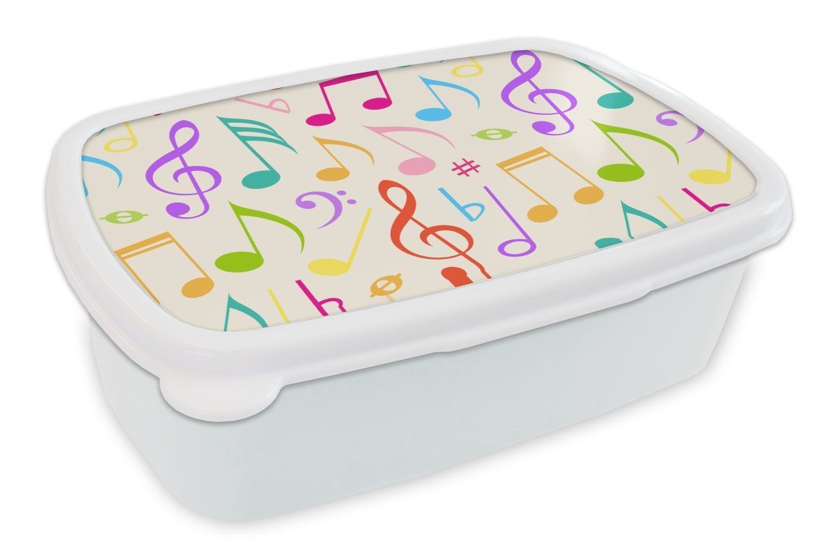 Lunchbox und Patterns für Erwachsene, Musik MuchoWow für Brotdose, (2-tlg), Regenbogen, Jungs Kunststoff, und Brotbox - Mädchen - Kinder weiß