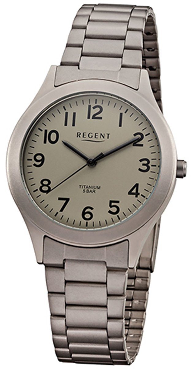 Regent F-1197 Quarz, Uhr Quarzuhr Metall Herren Regent (ca. Herren Armbanduhr rund, Metallarmband mittel 37mm),