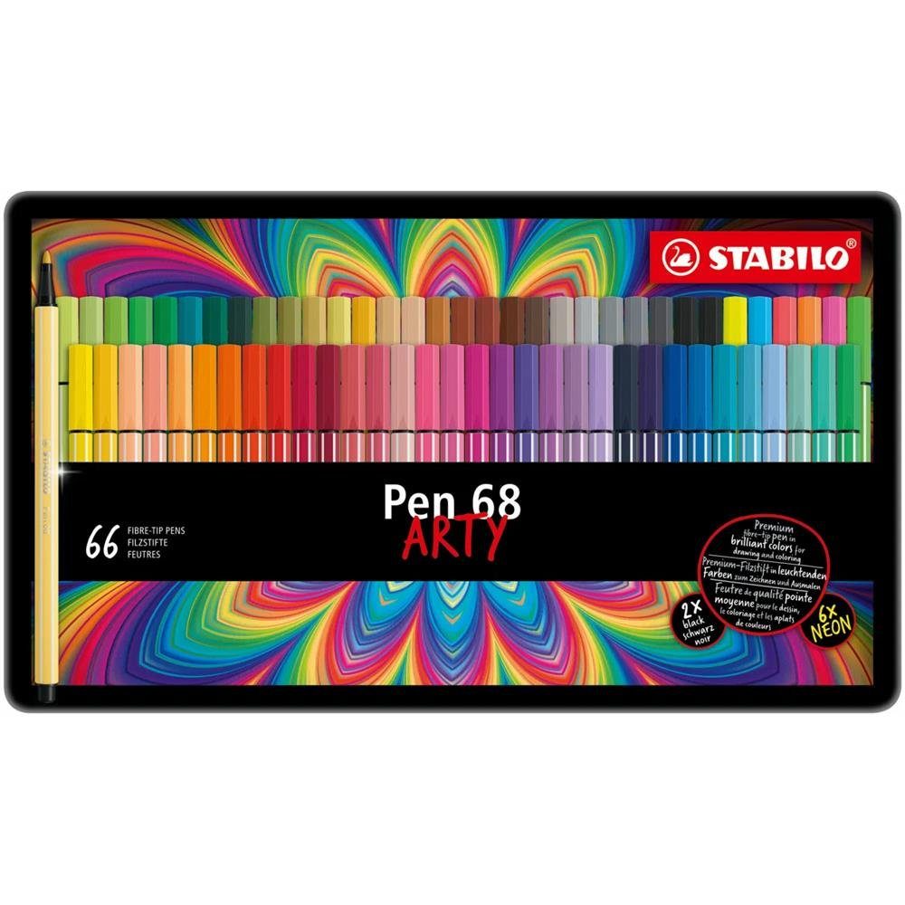 68 65 mit Premium-Filzstifte Filzstift verschiedenen Metalletui ARTY 10152167, 66er Farben STABILO Pen -