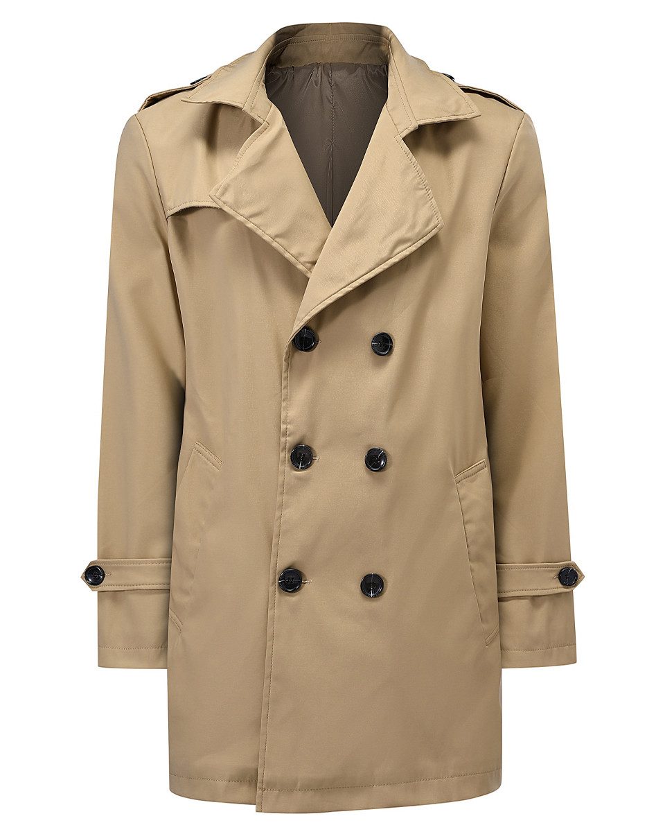 Allthemen Trenchcoat zweireihig Herren eleganter Kurzmantel Mittellange Herbstjacke