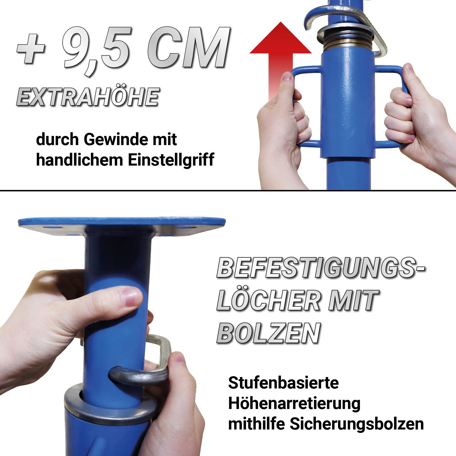 Bituxx Stützelement Baustütze 80 - 130 cm Blau, MS-19698 – Bild 4 von 5