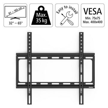 Hama TV-Wandhalterung FIX, 165 cm (65), Schwarz TV-Wandhalter TV-Wandhalterung, (bis 65 Zoll, integrierte Wasserwaage)
