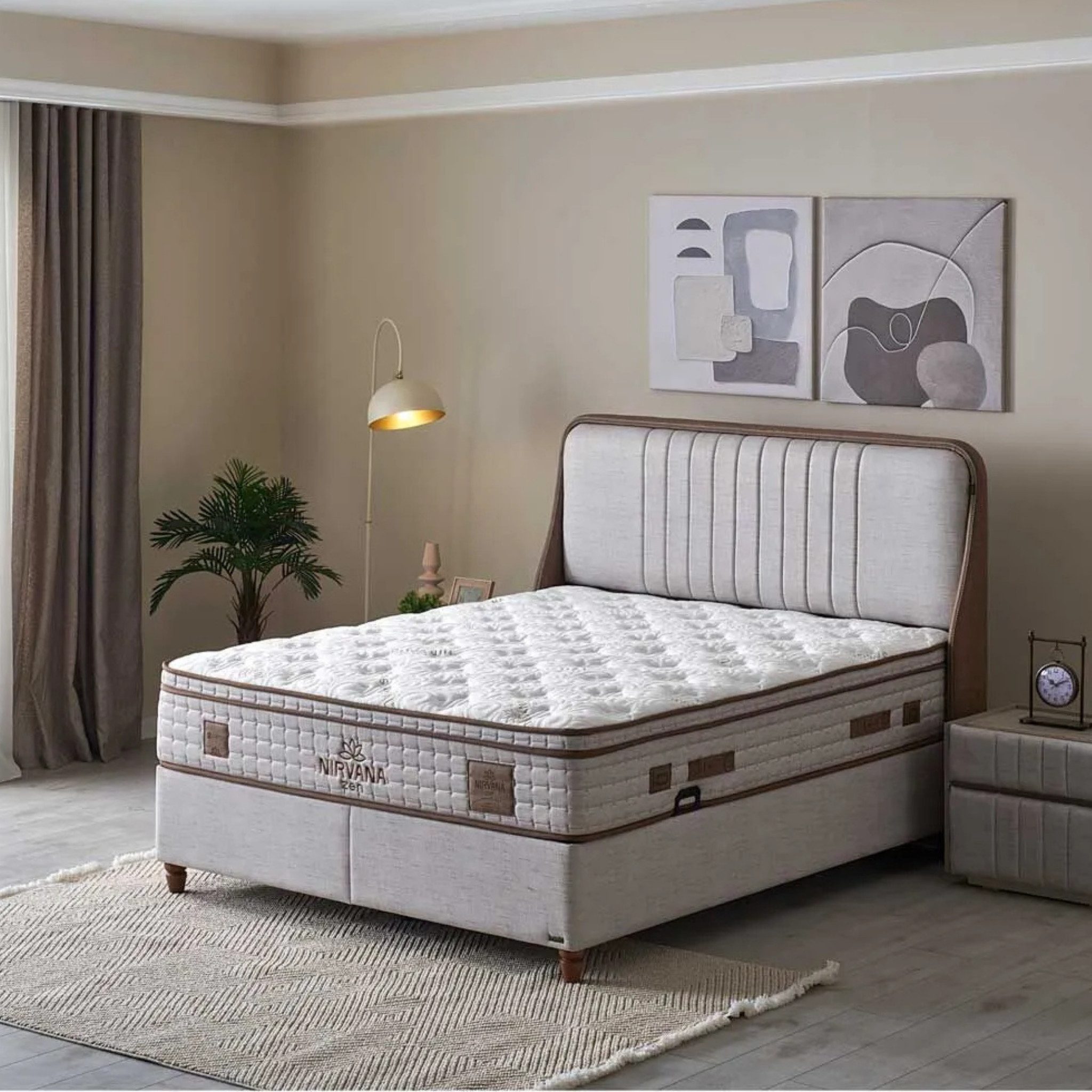 gowoll Boxspringbett 180x200 mit Bettkasten und Taschenfederkernmatratze inkl. Kopfteil (Nirvana Prime), inklusive Kopfteil Gepolstert, Seaqual-Stoff und Hypersoft Matratze