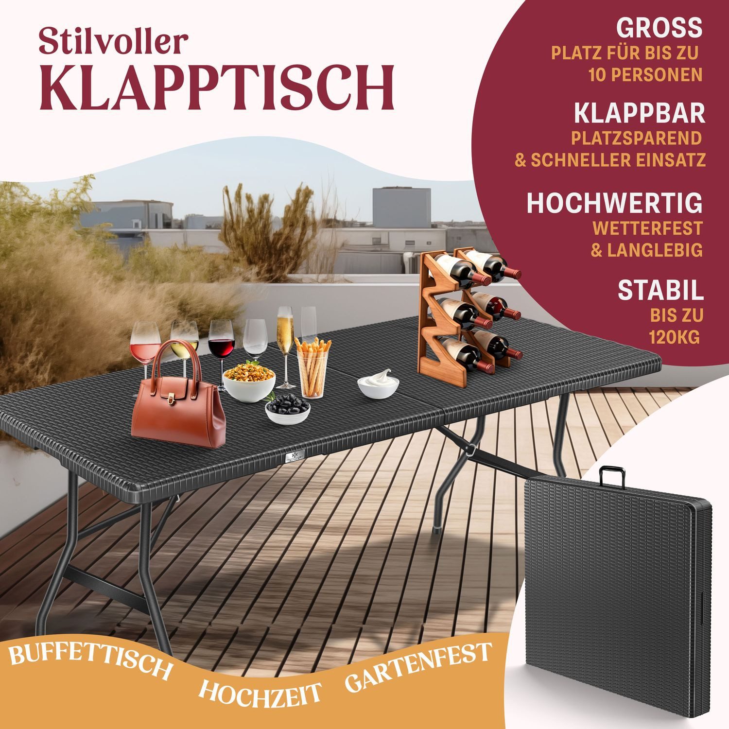 KESSER Tabletttisch, Buffettisch Tisch klappbar Kunststoff günstig online kaufen