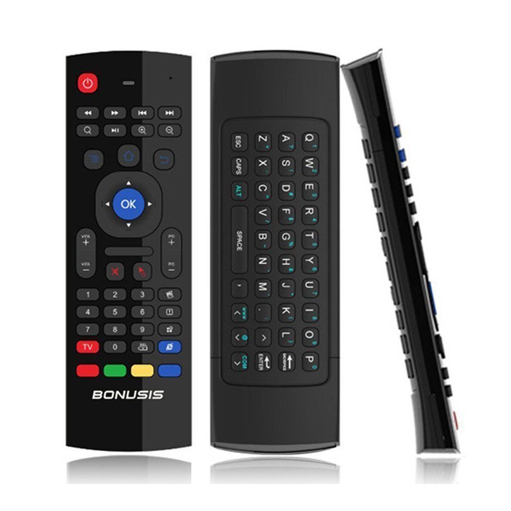 Bolwins Q97C AirMaus 2.4G Tastatur Maus IR Fernbedienung f Android Mac Windows Tastatur (6-Achsen Gyrosensor IR-Lernfunktion Plug & Play)