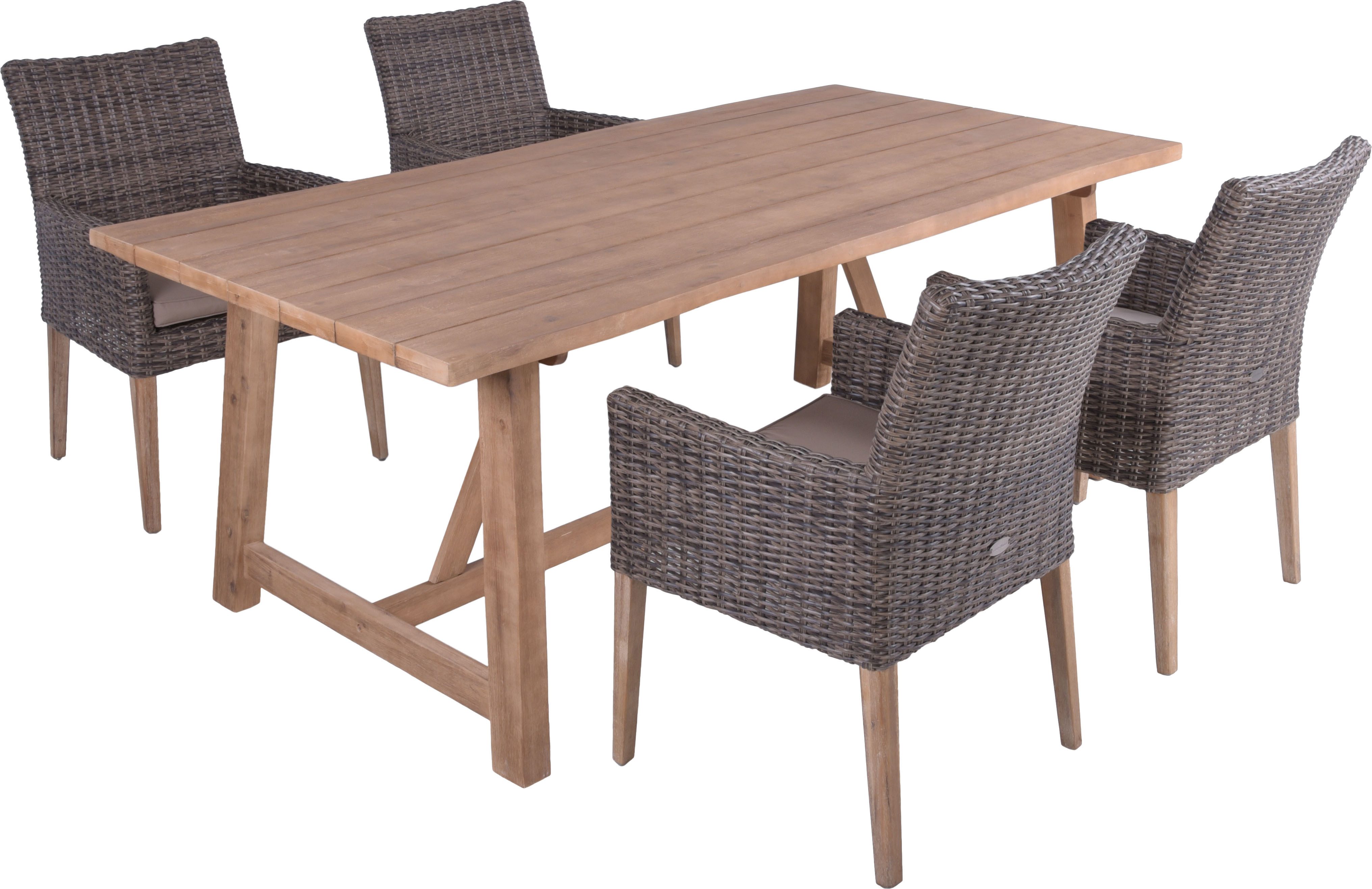 Garden Pleasure Garten-Essgruppe, Tischgruppe »OAKLAND/NORVELL Set 01«, (Set), 4 Sessel, Tisch LxB: 200x100 cm, inkl Auflagen