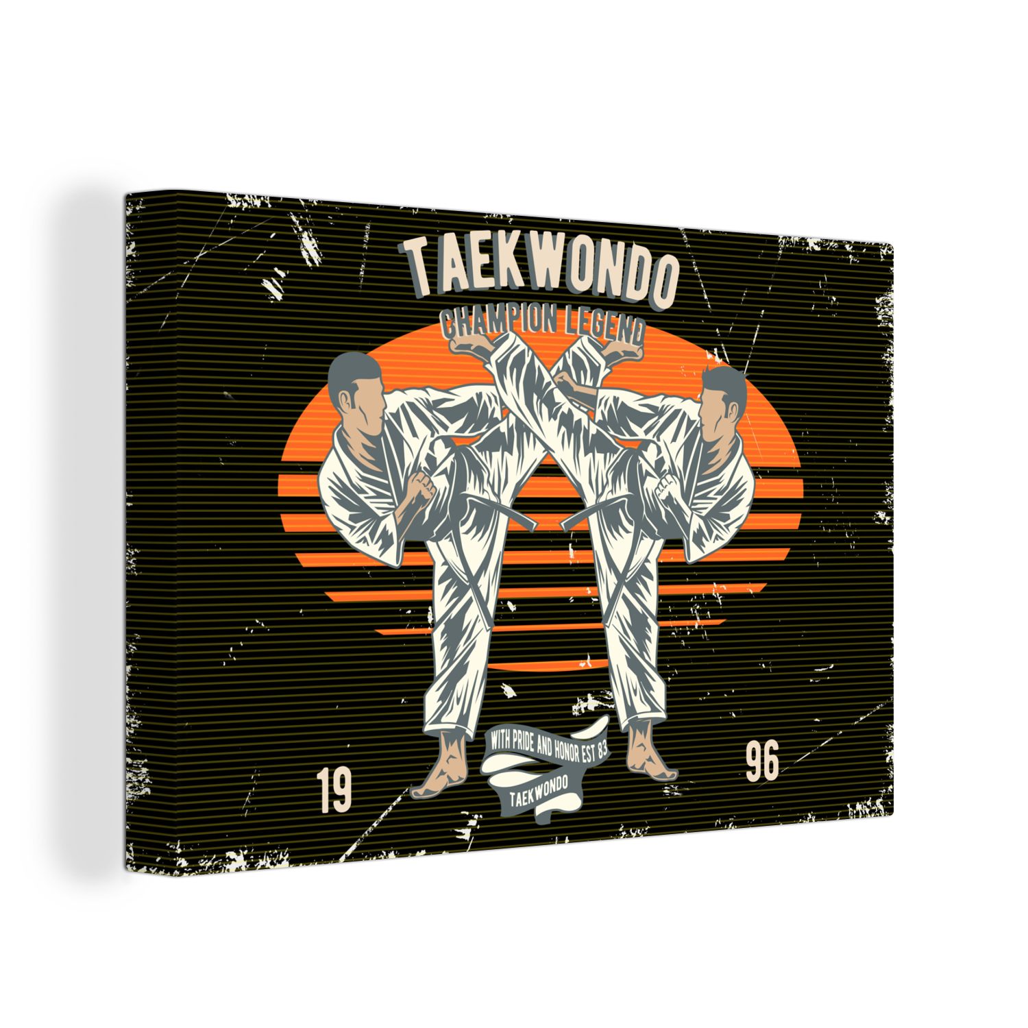 OneMillionCanvasses® Leinwandbild Jahrgang - Sport - Taekwondo, (1 St), Wandbild Leinwandbilder, Aufhängefertig, Wanddeko, 30x20 cm