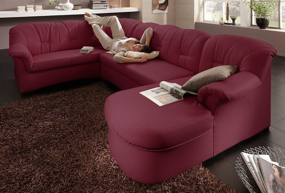 DOMO collection Wohnlandschaft Papenburg, zeitlose Rückensteppung, elegante Formensprache, U-Form, in großer Farbvielfalt, wahlweise mit Bettfunktion