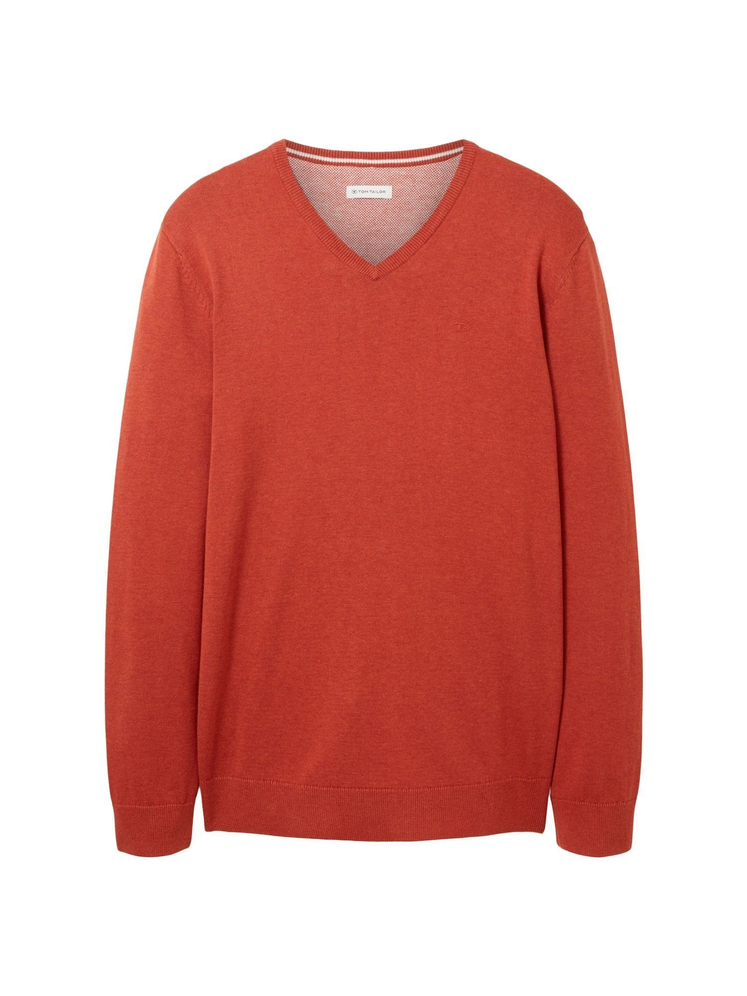 TOM TAILOR Sweatshirt Sweatshirt mit Pullover rot (1-tlg) Rippbündchen meliert