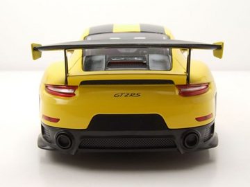 Minichamps Modellauto Porsche 911 (991.2) GT2 RS Weissach Package 2018 gelb mit schwarzen, Maßstab 1:18