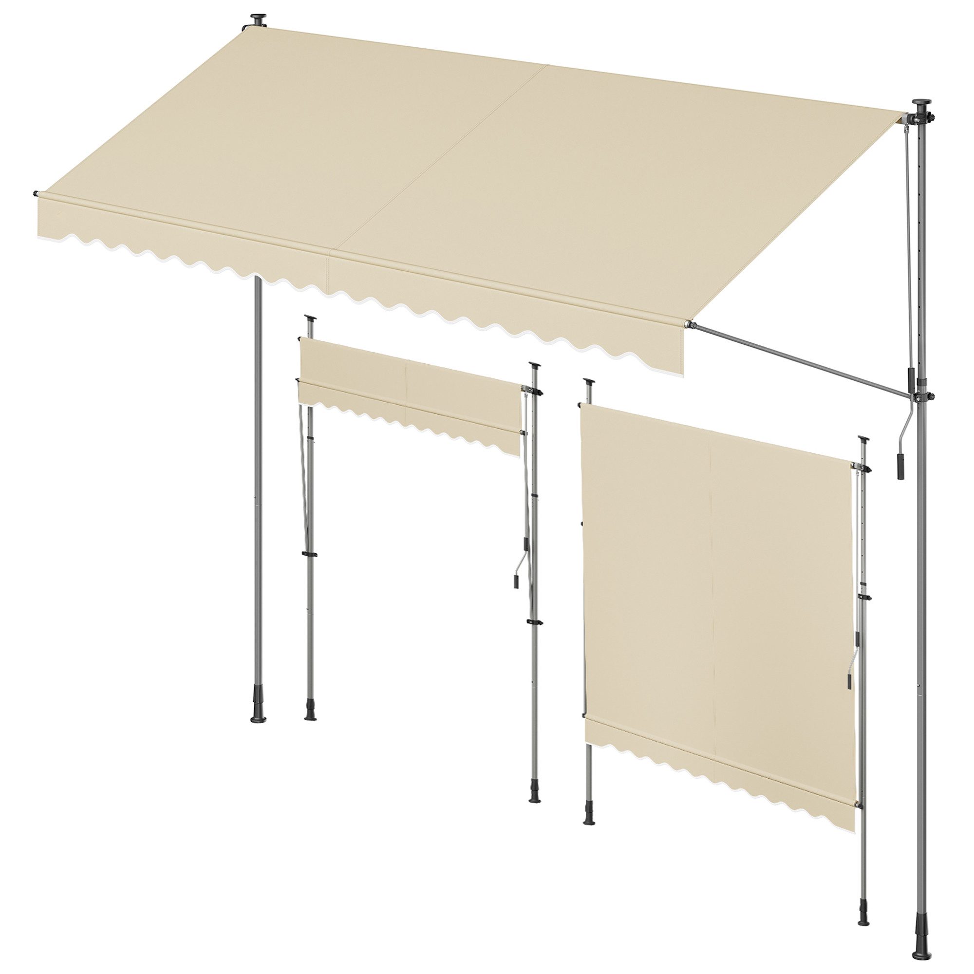 SONGMICS Klemmmarkise Balkonmarkise, höhenverstellbar, mit Handkurbel