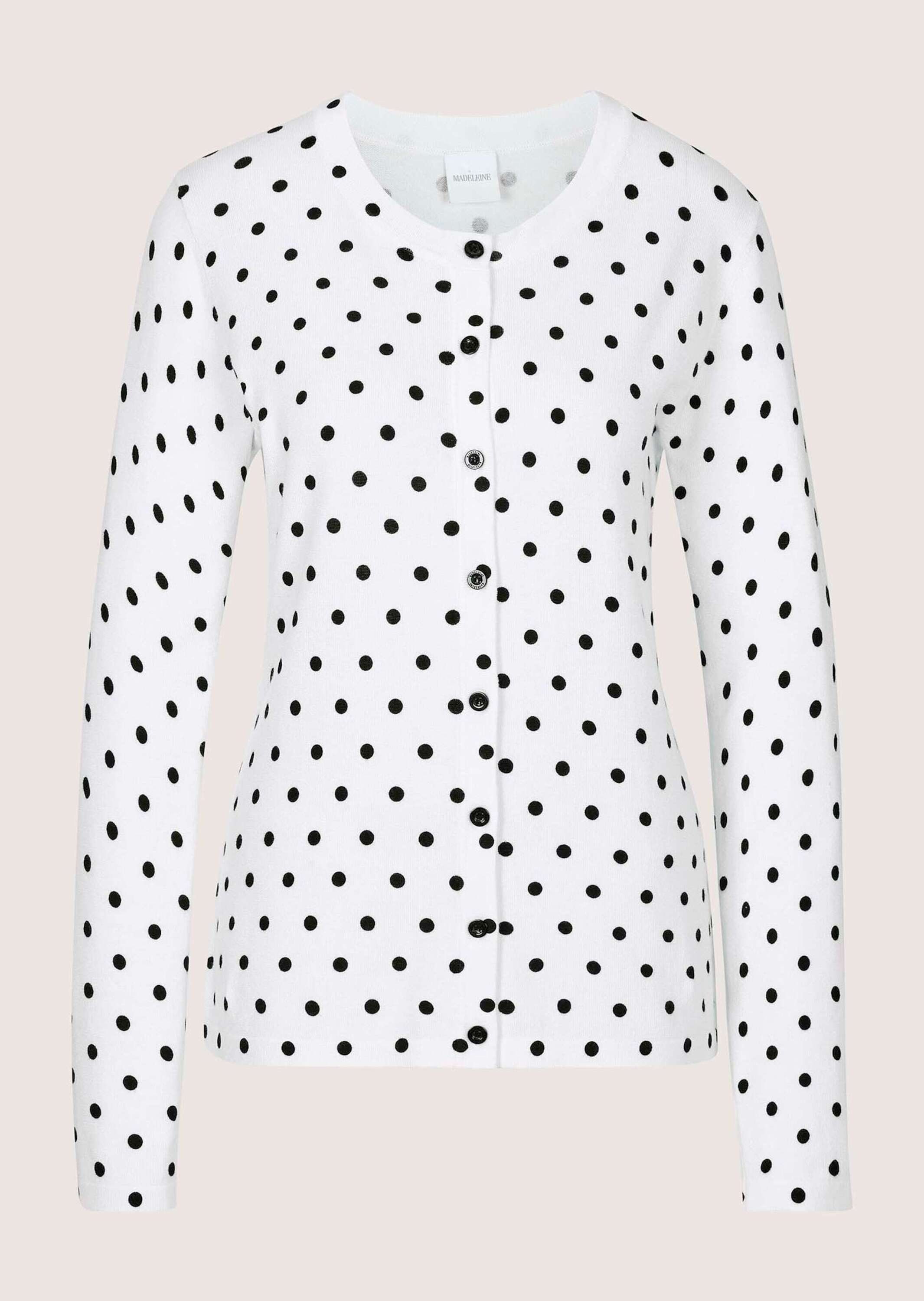 Strickjacke Langarm Strickjacke mit Knopfleiste, Punktmuster