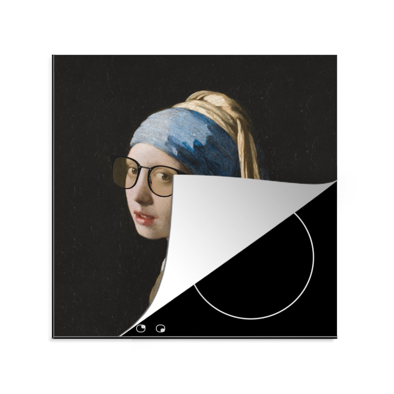 MuchoWow Herdblende-/Abdeckplatte Mädchen (1 Brillen, für Vinyl, Arbeitsplatte 78x78 - mit Vermeer - Perlenohrring Ceranfeldabdeckung, Das cm, dem küche tlg),