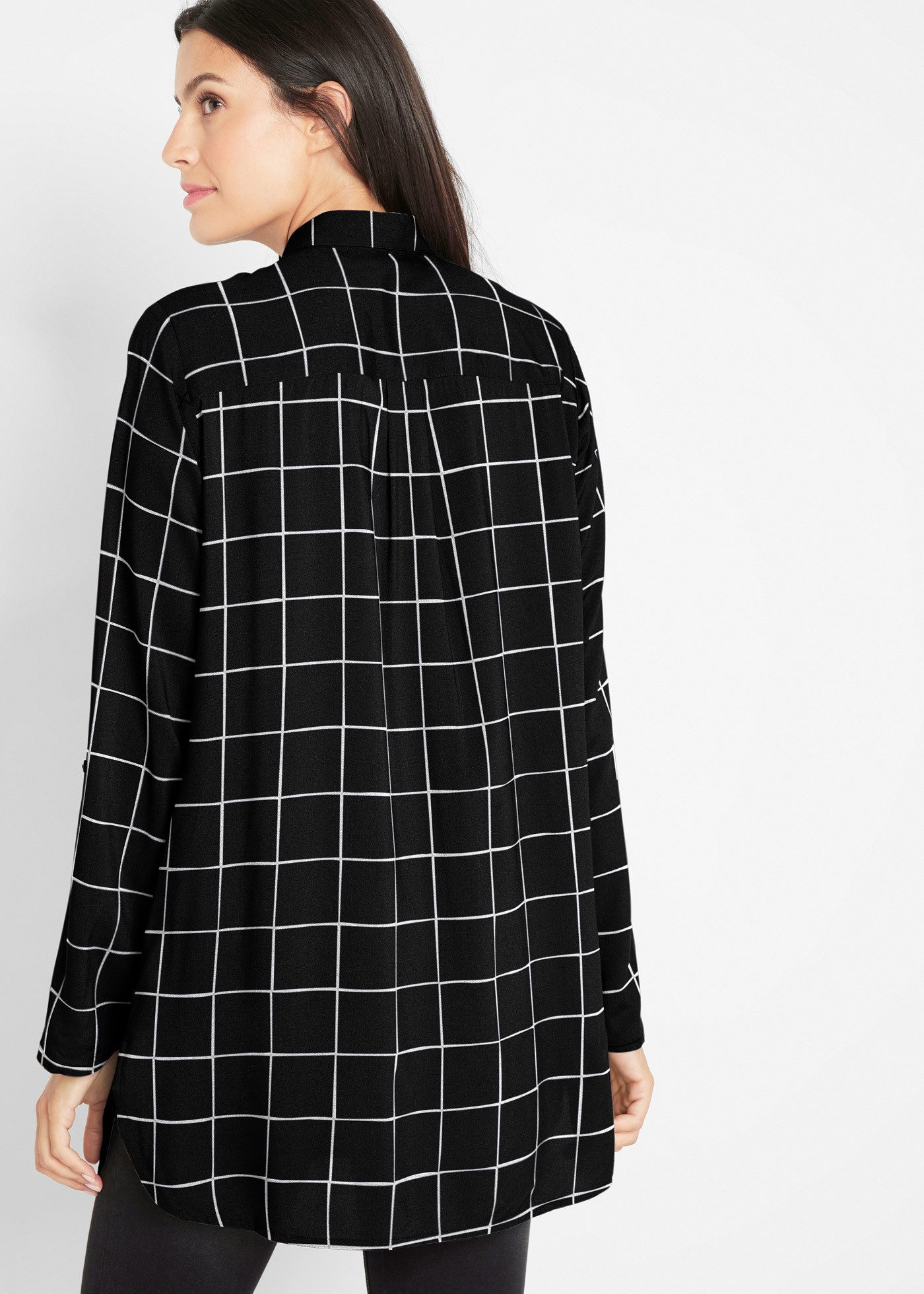 bonprix Longbluse Karierte Longbluse mit Taschen günstig online kaufen