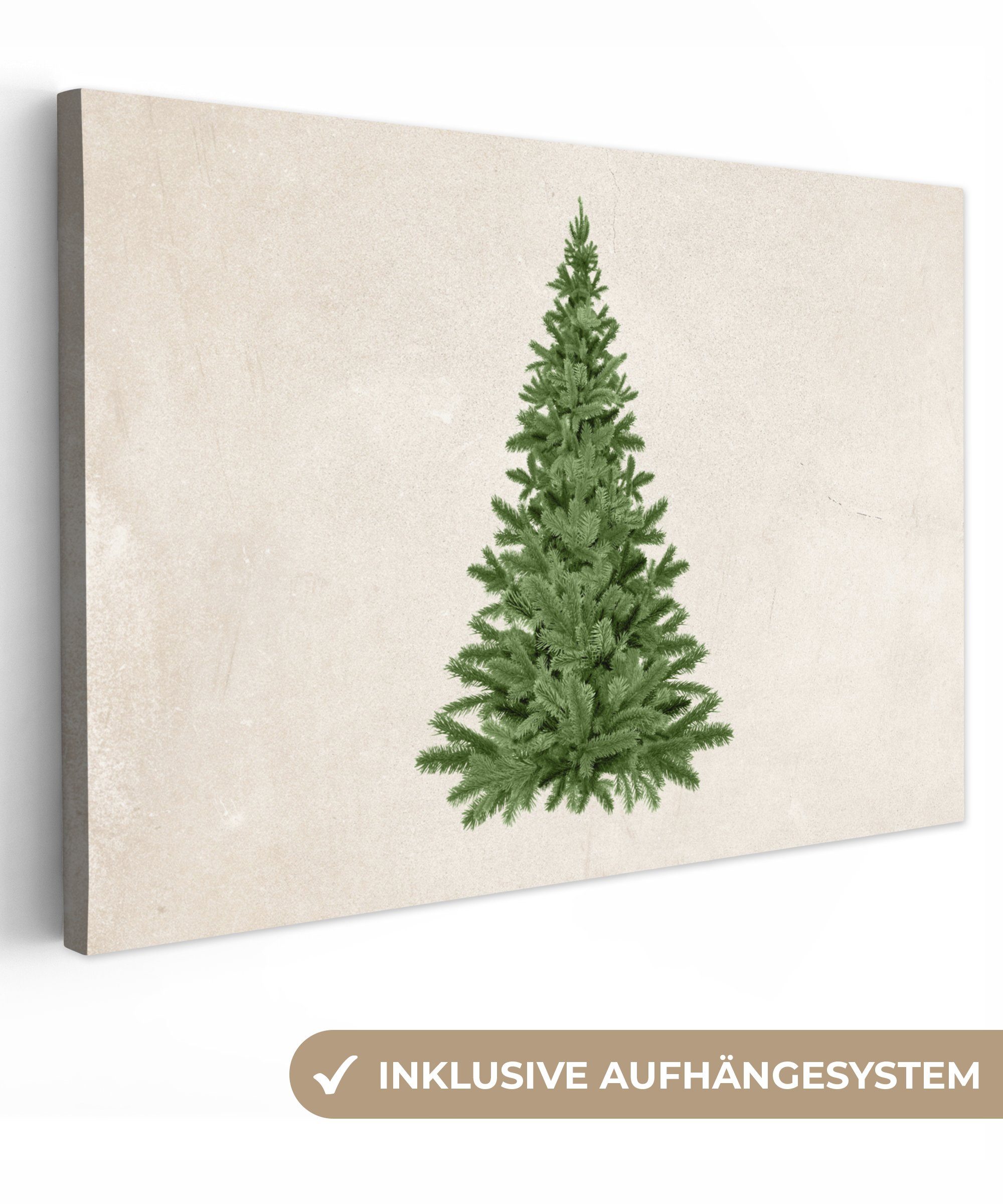 OneMillionCanvasses® Leinwandbild Weihnachtsbaum - Grün - Weihnachten - Feiertage, Fotodruck (1 St), Leinwand Bilder Klein, Wand Dekoration Aesthetic 30x20 cm