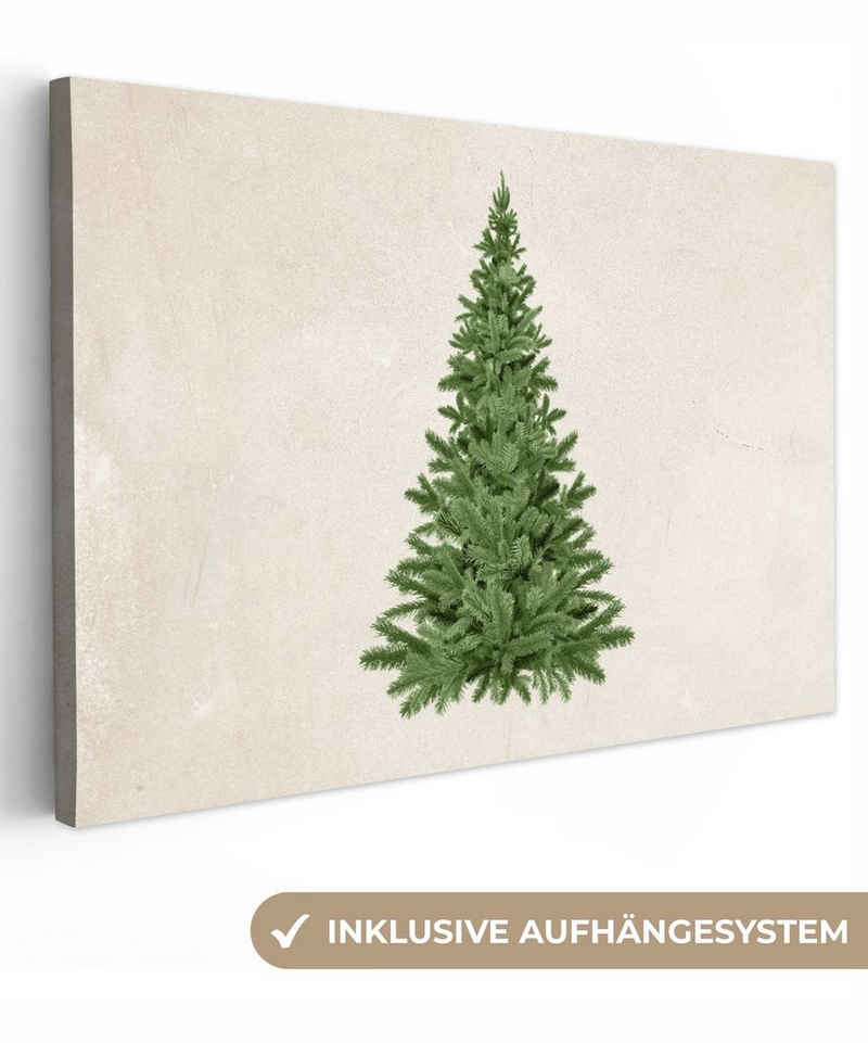 OneMillionCanvasses® Leinwandbild Weihnachtsbaum - Grün - Weihnachten - Feiertage, (1 St), Wandbild Leinwandbilder, Aufhängefertig, Wanddeko, 30x20 cm