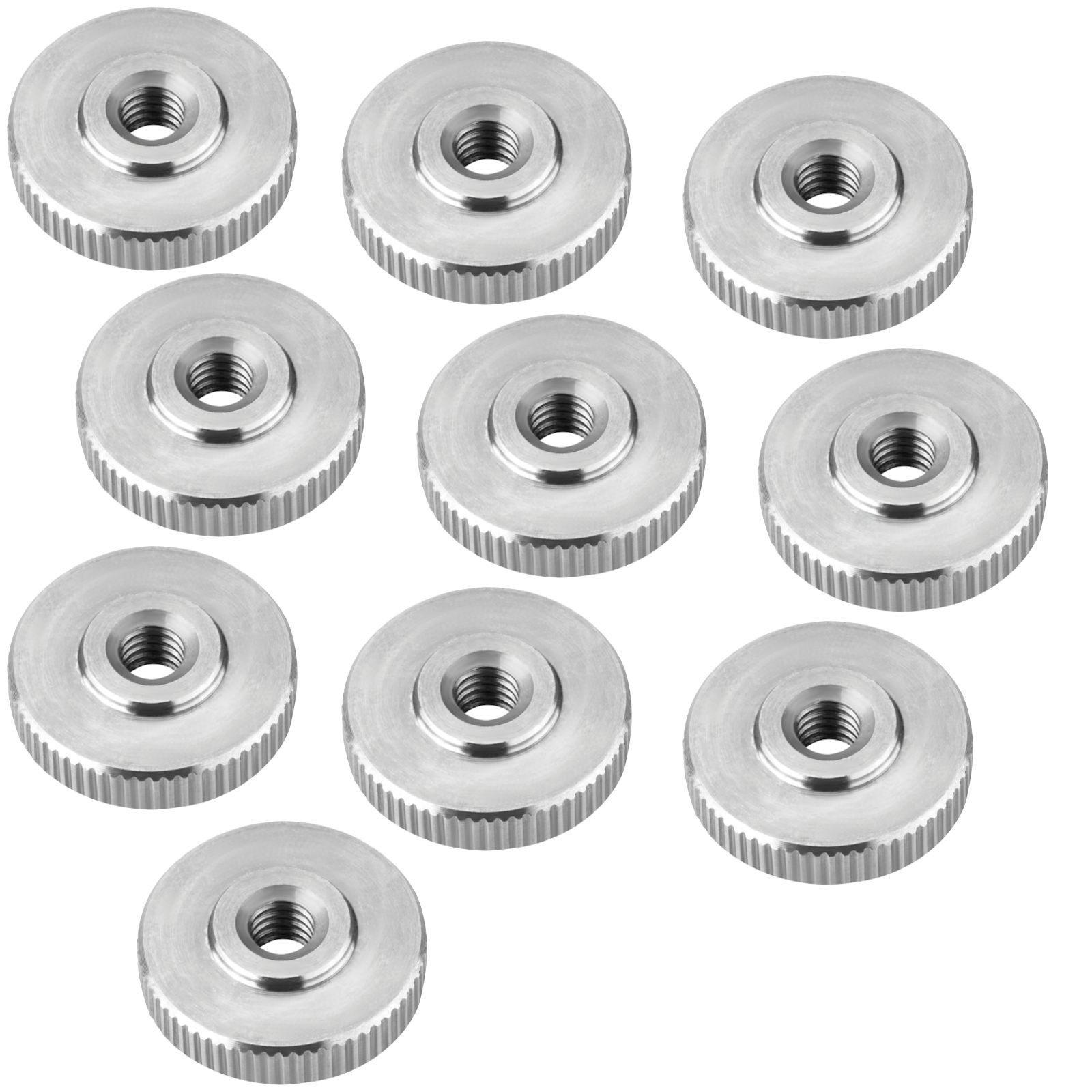 SO-TECH® Muttern Rändelmutter Edelstahl V2A (SS304) metrische Griffmutter, (10-St), M5 flache Form DIN 467, mit gerändelten Seitenflächen