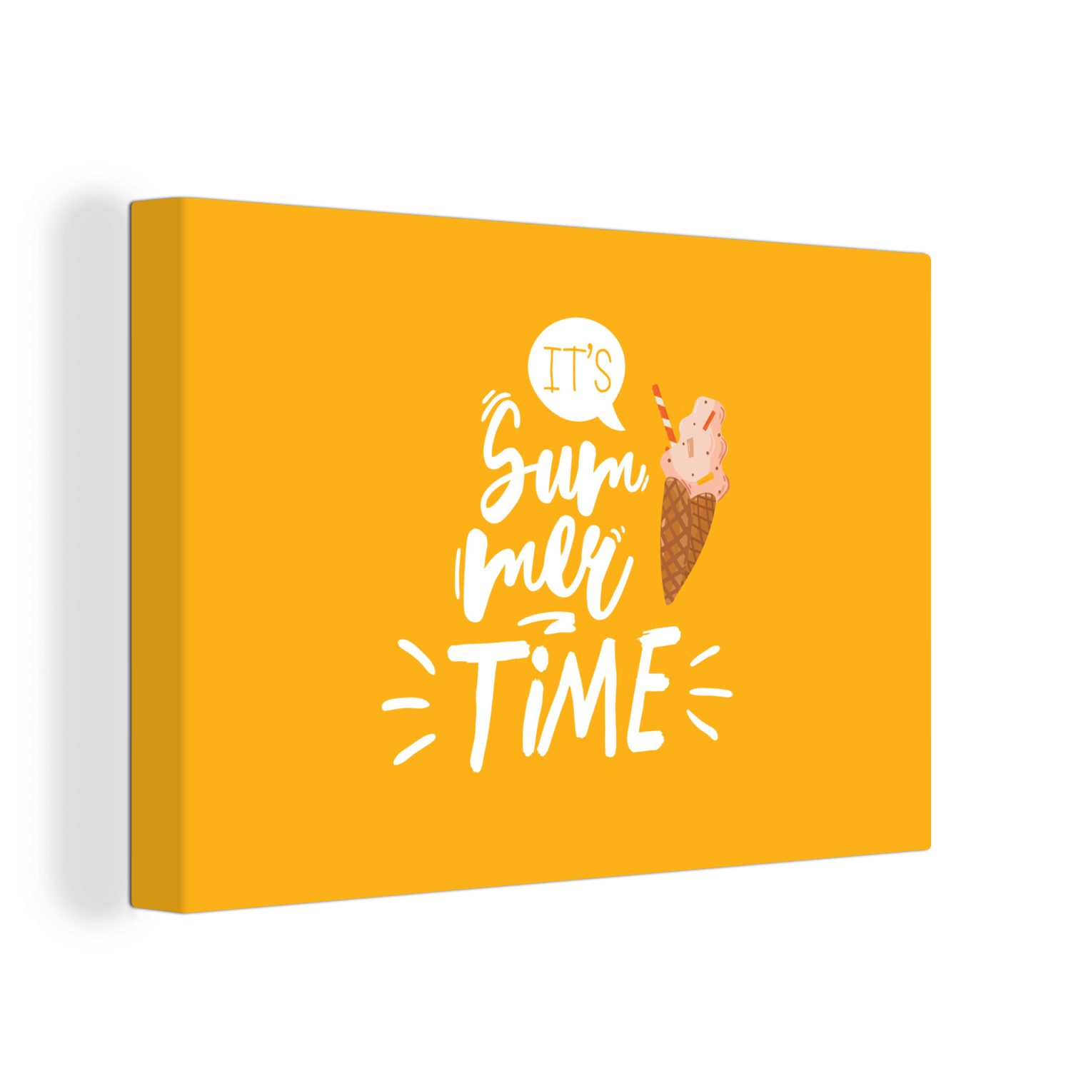 OneMillionCanvasses® Leinwandbild Sommer - Gelb - Eiscreme, (1 St), Wandbild Leinwandbilder, Aufhängefertig, Wanddeko, 30x20 cm