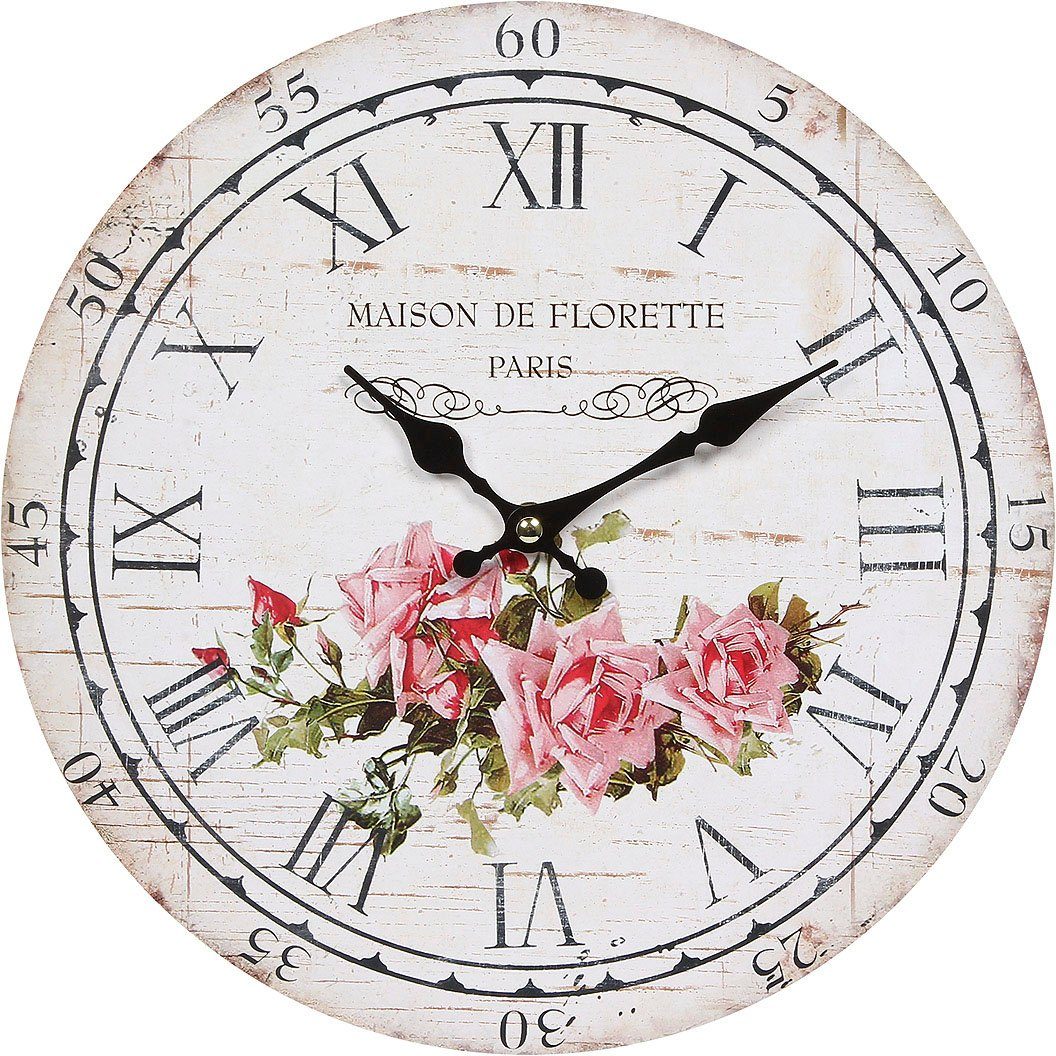 Rose - 28cm Wanduhr Haus Ambiente Wanduhr