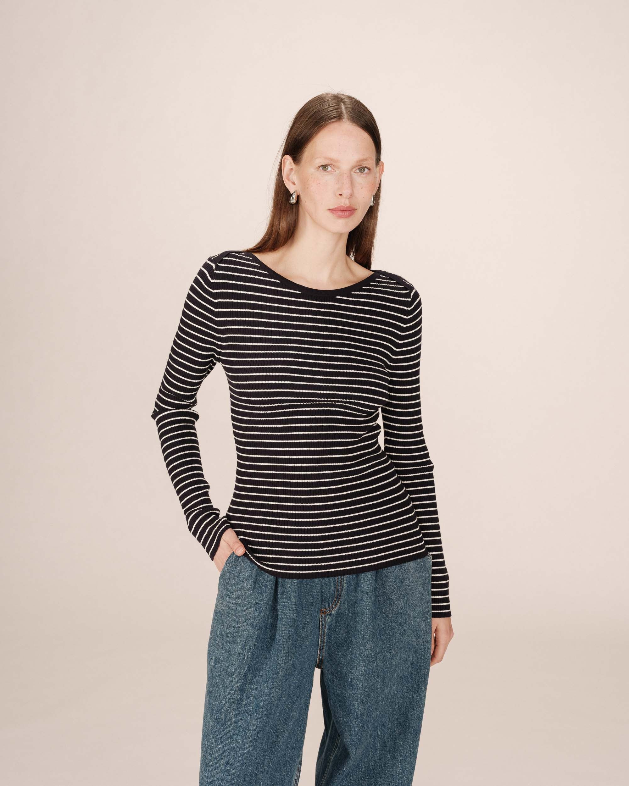 Grace & Mila Strickpullover Sailor striped Sweater SAMEDI - gestreifter Pullover - Langarmshirt -