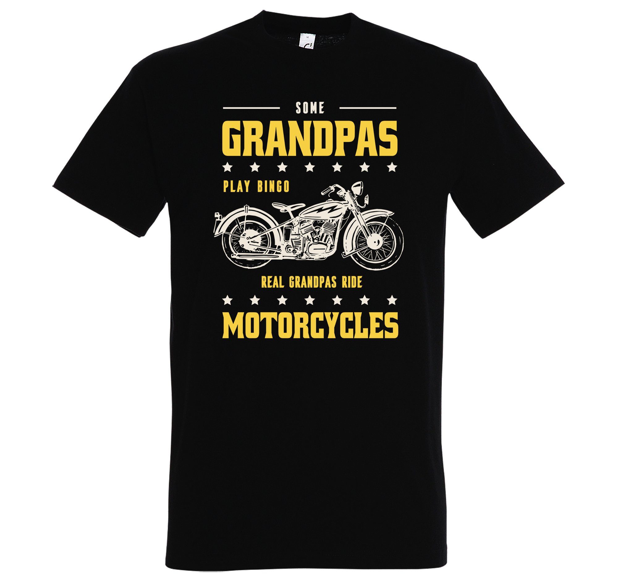 "Real Shirt Frontprint Youth Motorcycles" mit Designz trendigem Grandpas T-Shirt Schwarz Herren Ride