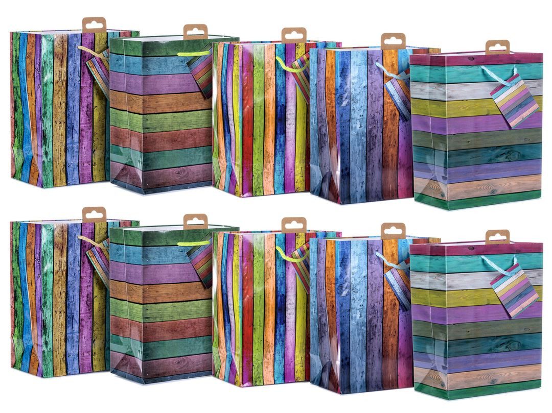 laro Geschenkbox Premium Geschenktüten Geschenktaschen 10-100 Stk Medium Stripes (10 St)