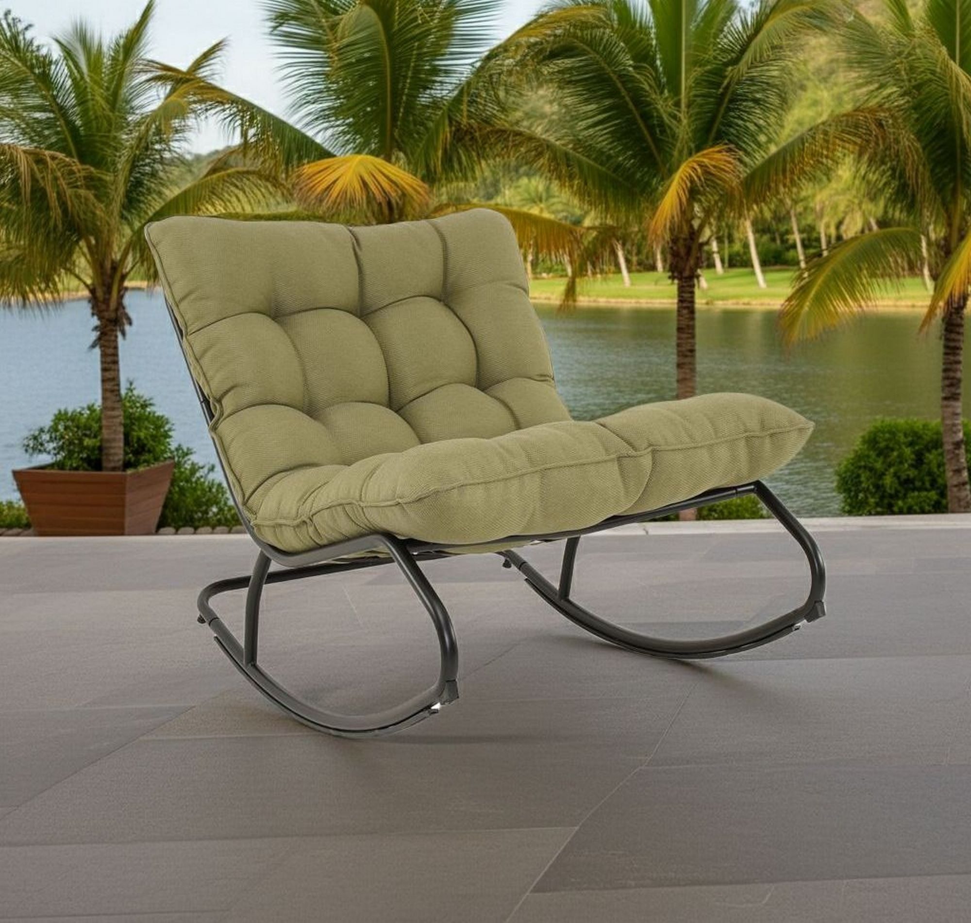 Lesli Living Loungesessel Lesli Living Schaukelsessel Zenzi Olive anthrazit/olivegrün