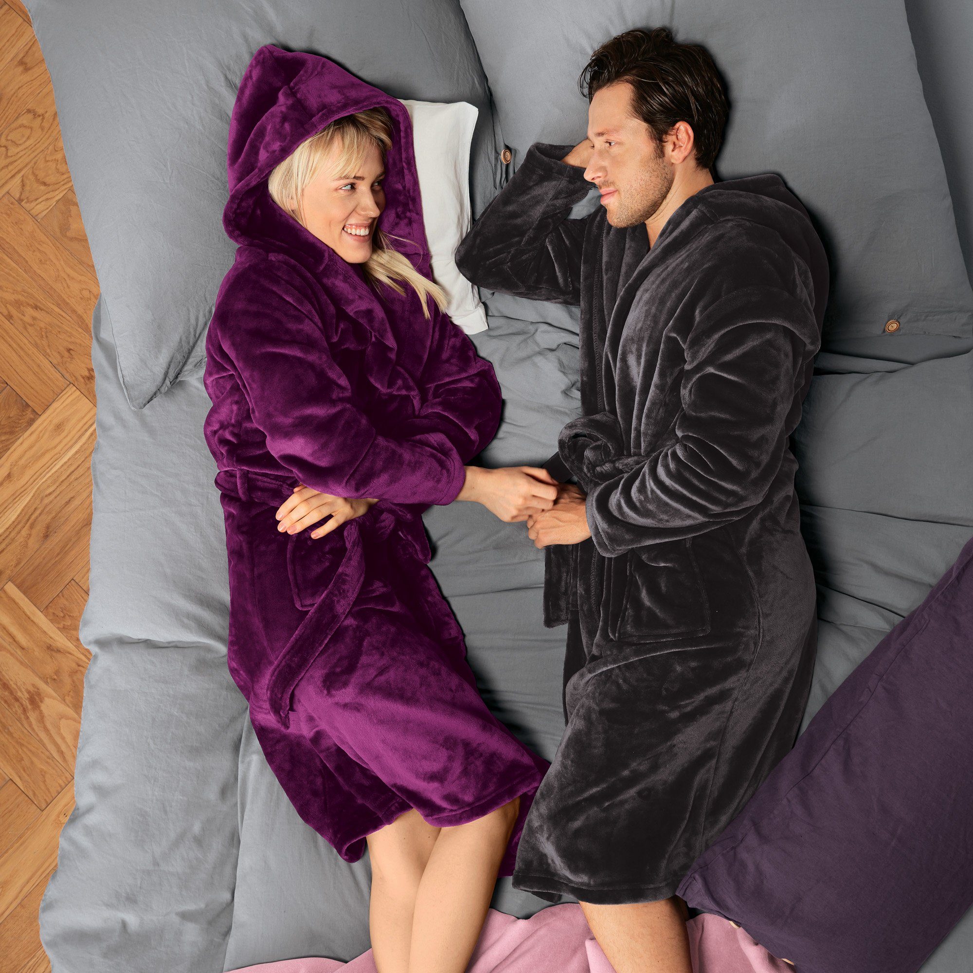 REDBEST Bademantel Unisex-Bademantel "Perris" mit Kapuze, Langform, Fleece, mit Kapuze, default, Fleece Uni