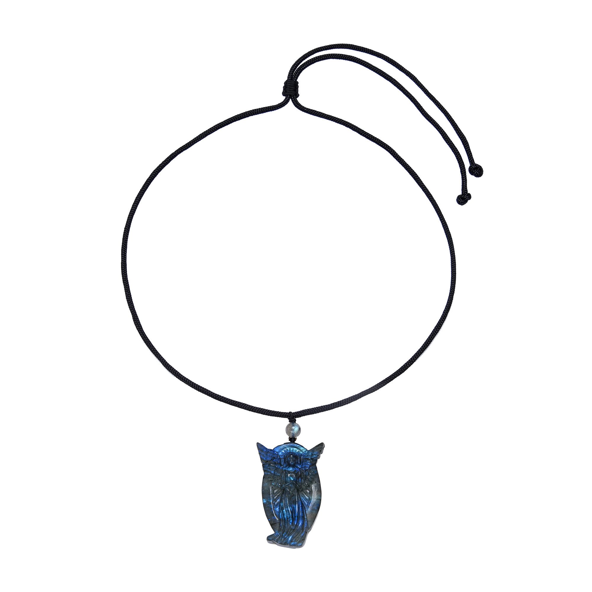 Cavill Collier Cavill Labradorit Kette 127,2 ct mit Eulenanhänger, Blau-Schwarz (1-tlg)