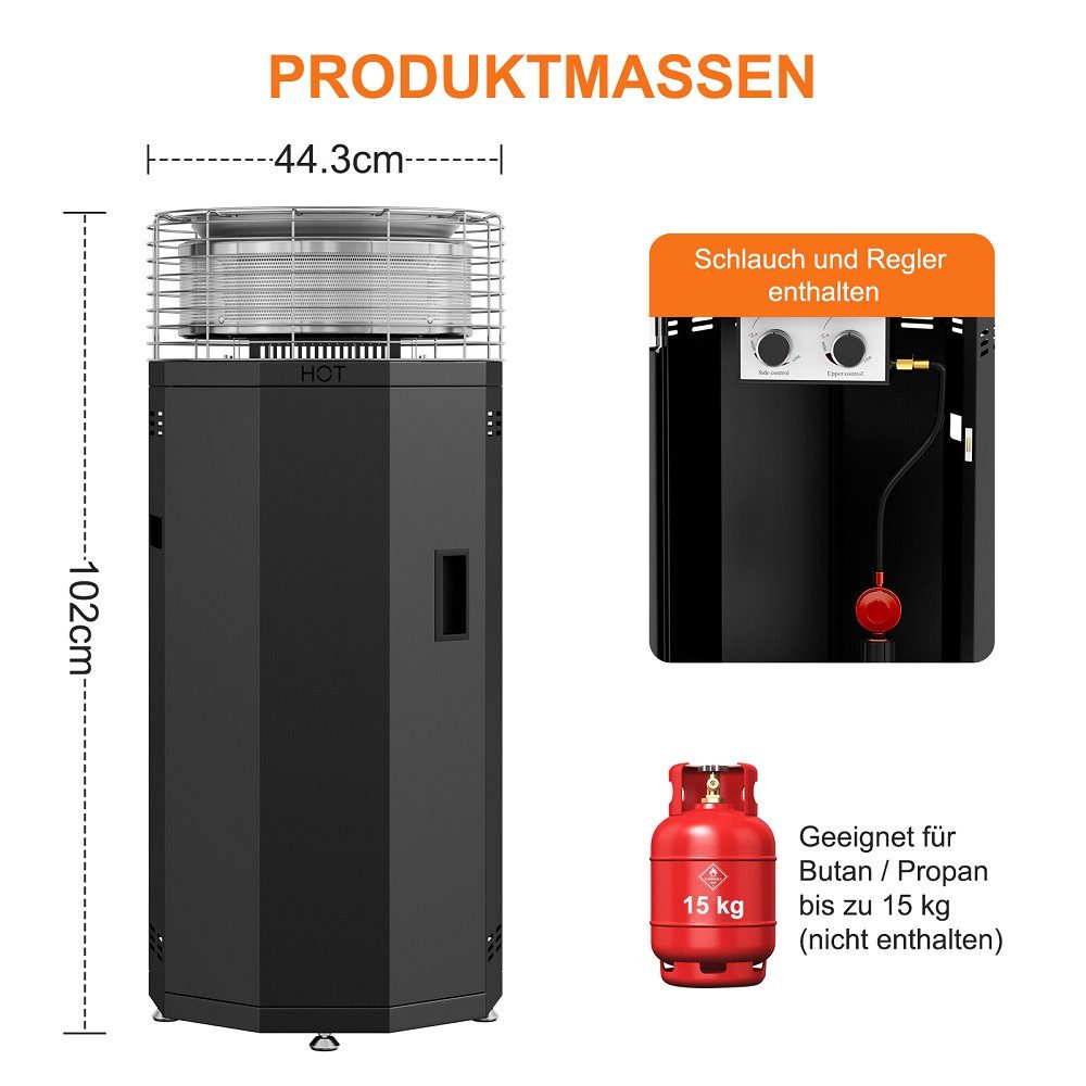 Meulbaty Feuerstelle 3-in-1 Outdoor Heater & Feuerstelle – 17 kW Terrassenstrahler, (1-St), Rauchlos & tragbar für Terrasse, Camping