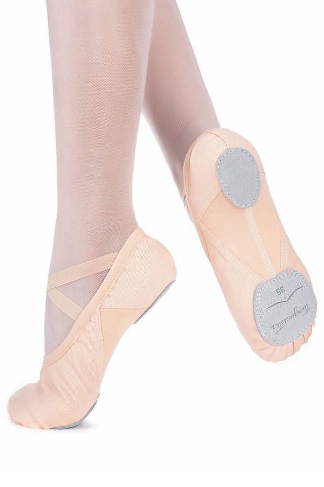 tanzmuster Ballettschuhe Mika mit Baumwoll-Stretcheinsatz Tanzschuh Ballettschläppchen für Kinder und Erwachsene
